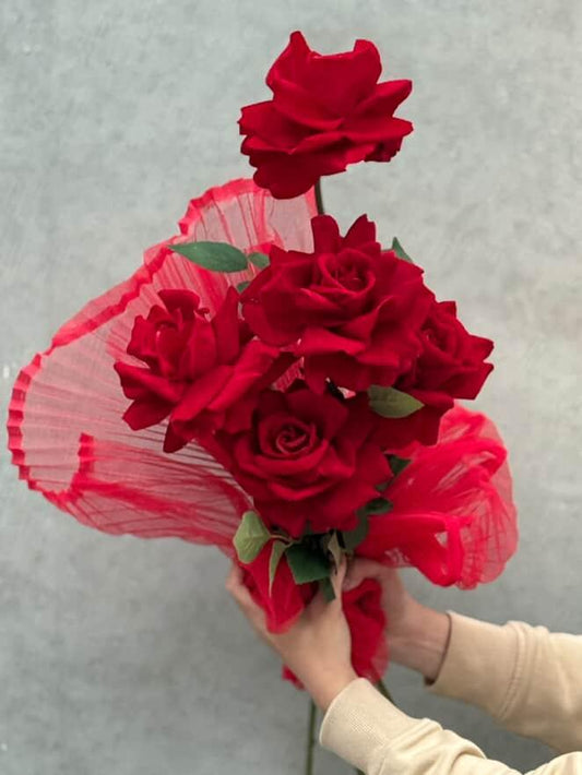 Luxe Red Roses in Pleated Organza